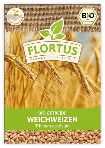 FLORTUS BIO Weichweizen Getreide Samen 75g | Ertragreicher Weizen zur Herstellung von Mehl Weizenkleie Katzengras & Microgreens | Sprossen Samen von FLORTUS Freude an Vielfalt