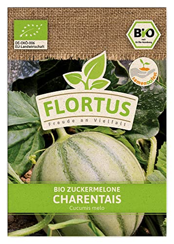 FLORTUS BIO Zuckermelone Charentaise | Zuckermelonensamen | Obstsamen | Samen zur Anzucht für Garten, Balkon, Küche & Fensterbank von FLORTUS Freude an Vielfalt