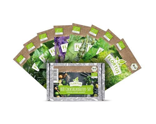 FLORTUS Bio Cocktailkräuter Samen Set | Kräuter Set Geschenk | 8 verschiedene Kräutersamen | Cocktail Samen zur Anzucht für Garten, Balkon, Küche & Fensterbank FLORTUS Bio Cocktailkräuter Samen Set | Kräuter Set Geschenk | 8 verschiedene Kräutersamen | Cocktail Samen zur Anzucht für Garten, Balkon, Küche & Fensterbank von FLORTUS Freude an Vielfalt