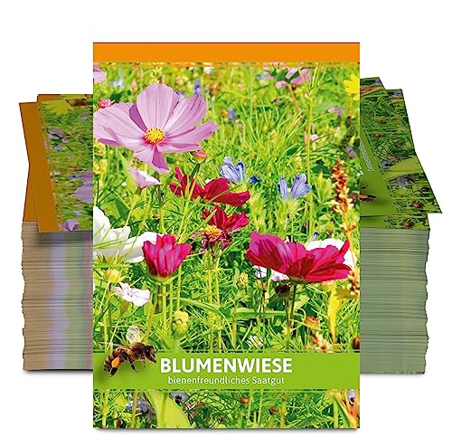 FLORTUS Blumenwiese für Gastgeschenke (100 Stück) | Blumensamen Mischung für Bienen & Insekten als Dankeschön Geschenke & Werbegeschenke von FLORTUS Freude an Vielfalt