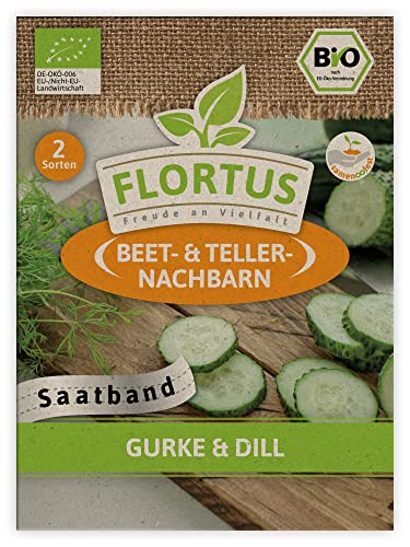 FLORTUS Gurke & Dill Saatband | 3 BIO Saatbänder für Gemüse und Kräuter Anbau | Saatgutmischung für Frische Salatgurken und aromatischer Dill von FLORTUS Freude an Vielfalt