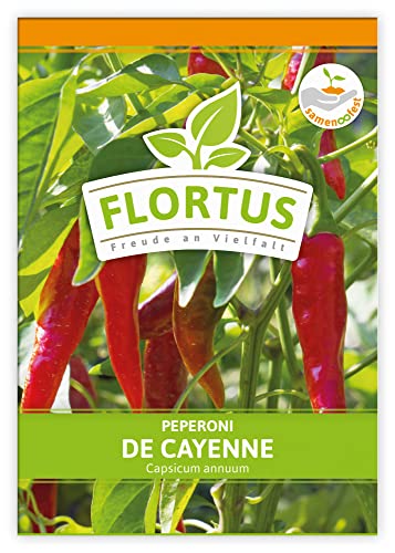 FLORTUS Peperoni De Cayenne | Gemüsesamen | Peperonisamen | Samen zur Anzucht für Garten, Balkon, Küche & Fensterbank von FLORTUS Freude an Vielfalt