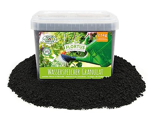 FLORTUS Wasserspeicher Granulat für Pflanzen 2,5 kg | Wasserspeicher für Pflanzen im Garten, Balkon & der Wohnung | AgroBiogel Pflanzen Bewässerung von FLORTUS Freude an Vielfalt