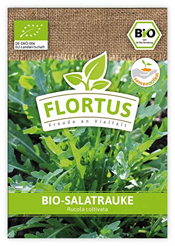 FLORTUS BIO Salatrauke | Kräutersamen | Raukesamen | Rucolasamen | Bio Saatgut aus Pflanzensamen | Samen zur Anzucht für Garten, Balkon, Küche & Fensterbank von FLORTUS Freude an Vielfalt