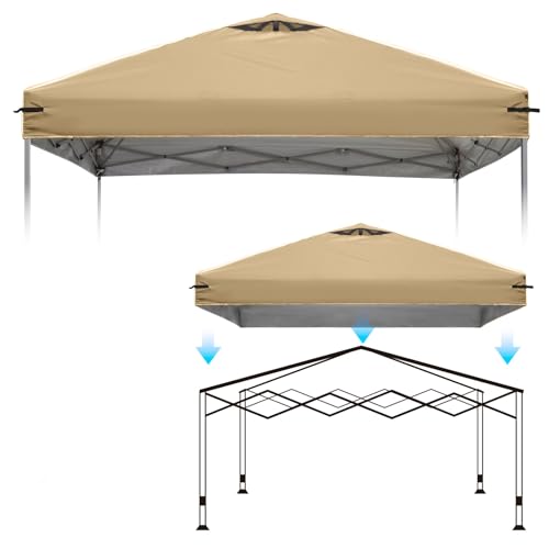 Ersatzdach Pavillon 3x3 mit verstellbarem Riemen, passend für Oberbreiten von 114-118 Zoll, wasserdicht und UV-beständig für Schatten im Freien (nur Dach) (Beige) von FLOUREE