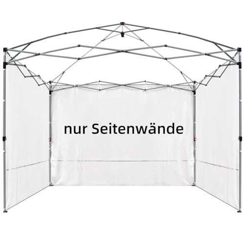 Seitenwand Pavillon 3x3 UV-Schutz und Wasserdicht für Outdoor-Eventzelte, Verkaufsstände, für Hinterhof, Terrasse, Camping-Sonnen- und Regenschutz, Rahmen Nicht enthalten (3 Seitenwände, weiß) von FLOUREE