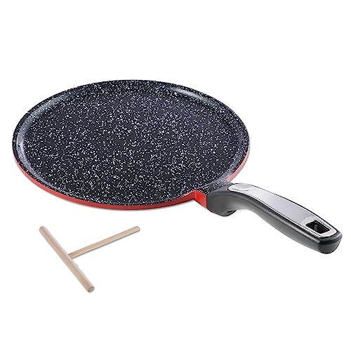 FLOVIA COOK BY NATURE Crepe Pfanne Induktion 24cm Rot, mit Antihaftbeschichtung, aus Gussaluminium, PFOA- und PFOS-frei, für alle Herdarten geeignet von FLOVIA COOK BY NATURE