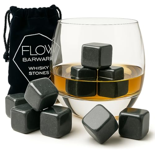 12 X Whiskey Stones Chilling Rocks Reusable Granite Ice Cube Stones - Drinks Cooler Cubes for Whisky Scotch, Bourbon Whiskey Stones Gift Set by Flow Barware 12 X Whiskey Stones Chilling Rocks Reusable Granite Ice Cube Stones - Drinks Cooler Cubes for Whisky Scotch, Bourbon Whiskey Stones Gift Set by Flow Barware von FLOW Barware