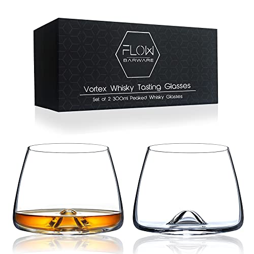 FLOW Barware Flow Vortex Whiskey Glasses Set of 2 - Crystal Whisky Glass Gift Set Unique Swirl Whiskey Tumblers for Scotch, Bourbon, Whisky Gift by FLOW Barware Flow Vortex Whiskey Glasses Set of 2 - Crystal Whisky Glass Gift Set Unique Swirl Whiskey Tumblers for Scotch, Bourbon, Whisky Gift by von FLOW Barware