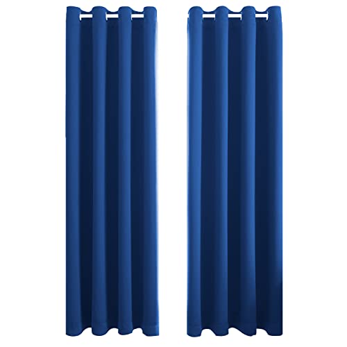 FLOWEROOM Blickdichte Gardinen Verdunkelungsvorhang - Lichtundurchlässige Vorhang mit Ösen für Schlafzimmer Geräuschreduzierung Königsblau 290x140cm(HxB), 2er Set von FLOWEROOM