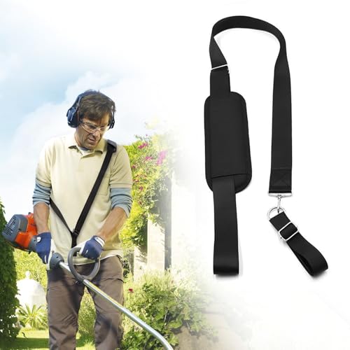 FLOWERUN Schultergurt für Rasentrimmer, Verstellbarer Tragegurt mit Schulterpolster, Universalgurt für Motorsense Freischneider Gartenwerkzeuge, Länge 62–112 cm (Schwarze) von FLOWERUN