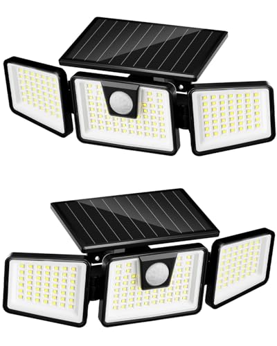 FLOWood 156LED Solarlampen für Außen, 360° Drehbare Solarleuchten für Außen mit Bewegungsmelder, IP65 Wasserdichte 270° Beleuchtungswinkel, Solar Wandleuchte Aussen für Garten Veranda Garage, 2 Stück FLOWood 156LED Solarlampen für Außen, 360° Drehbare Solarleuchten für Außen mit Bewegungsmelder, IP65 Wasserdichte 270° Beleuchtungswinkel, Solar Wandleuchte Aussen für Garten Veranda Garage, 2 Stück von FLOWood