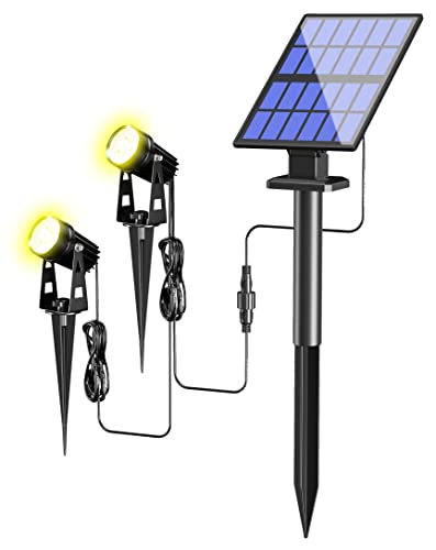 FLOWood Solar Gartenleuchte, 2 in 1 Solarstrahler Solarlampen für Garten, Aluminium-Werkstoffe Wasserdicht LED Solarlampe Außen Solarleuchte, Auto-on/off für Bäume,Sträucher,Gartenweg, Warmes Licht von FLOWood