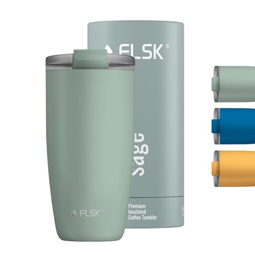 FLSK CUP I Hochwertiger Kaffebecher to go aus Edelstahl I 100% Auslaufsicher I Thermobecher hält Getränke 3 Std. heiß I Travel Mug doppelwandig I German Brand Award Winner (Sage, 500 ml) von FLSK