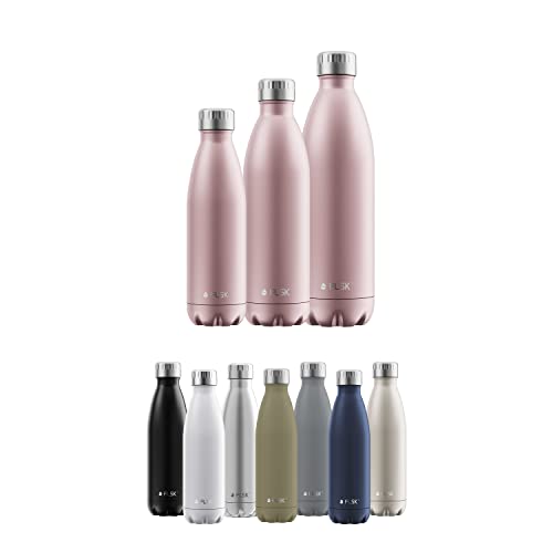 FLSK Das Original New Edition Edelstahl Trinkflasche – Kohlensäure geeignet | Die Isolierflasche hält 18 Stunden heiß und 24 Stunden kalt | ohne BPA und rostfrei, Roségold, 1000ml von FLSK