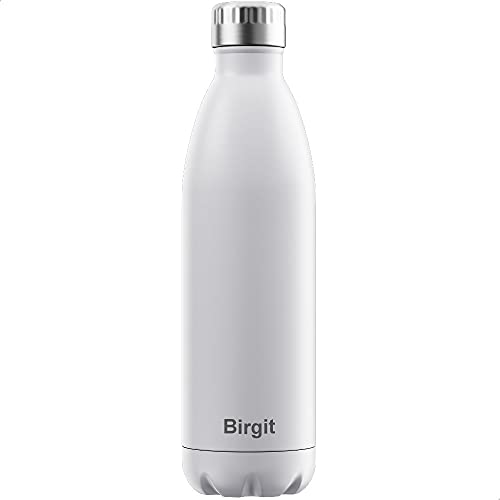 FLSK Isolierflasche MIT Gravur (z.B. Namen) 750ml White Weiß - Edelstahl Trinkflasche New Edition hält 18 Stunden heiß und 24 Stunden kalt - 100% Dicht - Kohlensäurefest von FLSK