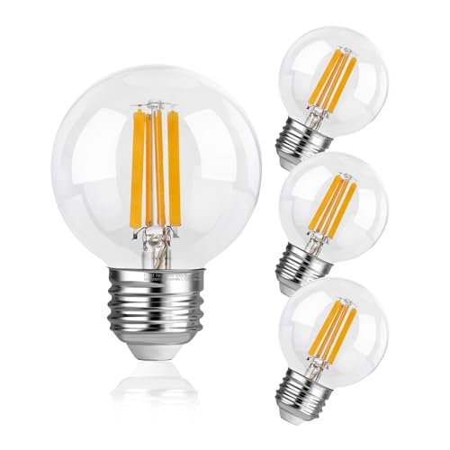 FLSNT Dimmbar E27 LED Warmweiss, G60 LED Filament Edison Glühbirne Vintage, 7W(Ersetzt 60W), 806LM Hohe Helligkeit LED Leuchtmittel E27, 2700K Warmweiß, Klar Glas, 4 Stück von FLSNT