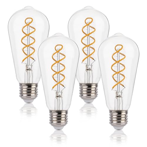 FLSNT Dimmbar Edison Vintage Glühbirne E27, ST58 Retro LED Spiral Filament Deko Glühbirne, 4W(Ersetzt 40W), 2200K Warmweiss, CRI90, Klar Glas, 4 Stück von FLSNT