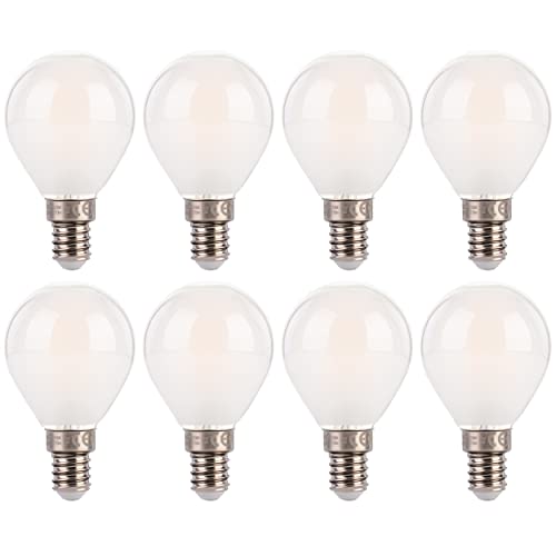 FLSNT Dimmbar G45 LED Glühbirne E14 Vintage, E14 LED Filament Lampe P45 Klein Edison in Tropfenform, 5.5W (Ersetzt 40W), 550LM 2700K Warmweiß, Gefrorenes Glas, 8 Stück von FLSNT