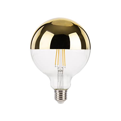 FLSNT Dimmbar LED Ediosn Glühbirne Groß E27 Vintage, G125 LED Retro Deko Glühbirne Große Kugel, 8W Ersetzt 60W Glühlampe, 750LM 2700K Warmweiß, Globus Kopfspiegel Gold, 1 Stück von FLSNT