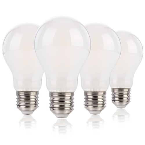 FLSNT Dimmbar E27 LED Warmweiss, A60 LED Filament Edison Glühbirne Vintage, 7W(Ersetzt 60W), 900LM Hohe Helligkeit LED Leuchtmittel E27, 2700K Warmweiß, 4 Stück von FLSNT