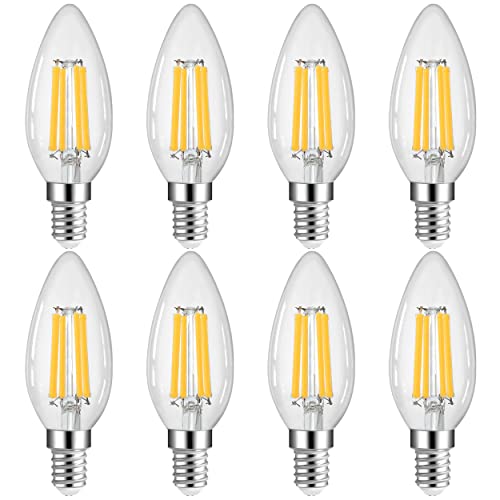 FLSNT E14 Kerzenform LED Glühbirne, 806LM LED Lampen E14 Warmweiß, 5.5W(Ersetzt 60W), 2700K Warmweiß, E14 Vintage Glühbirne, nicht dimmbar, 8 Stück von FLSNT