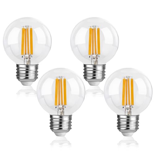 FLSNT E27 LED Warmweiss, G60 LED Filament Edison Glühbirne Vintage, 7W(Ersetzt 60W), 806LM Hohe Helligkeit LED Leuchtmittel E27, 2700K Warmweiß, nicht dimmbar, Klar Glas, 4 Stück von FLSNT