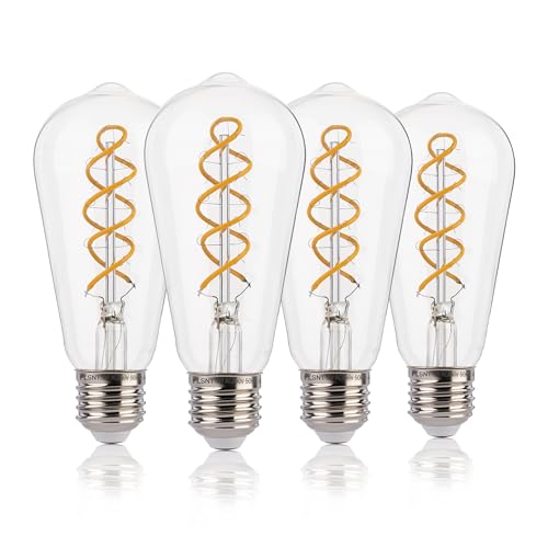 FLSNT Edison Vintage Glühbirne E27, ST58 Retro LED Spiral Filament Lampen, 4W(Ersetzt 40W), 2200K Warmweiß, nicht dimmbar, CRI90, Klar Glas, 4 Stück von FLSNT