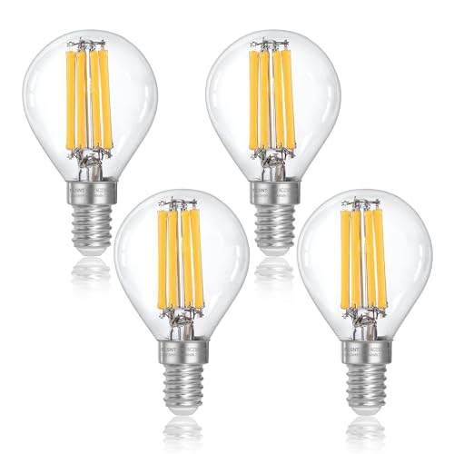 FLSNT G45 LED Glühbirne E14 Vintage, E14 LED Filament Lampe P45 Klein Edison in Tropfenform, 806LM 5.5W (Ersetzt 60W), 2700K Warmweiß, nicht dimmbar, 4 Stück von FLSNT