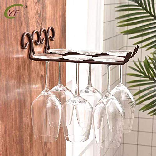 FLTRADE 2 Zeile Retro Rubbed Bronze Gläserhalter Weinregale Edelstahl 28cm Gläserschiene Weinglashalter Regal Cup Hangers Rack Halter mit Schrauben Küche Bar von FLTRADE