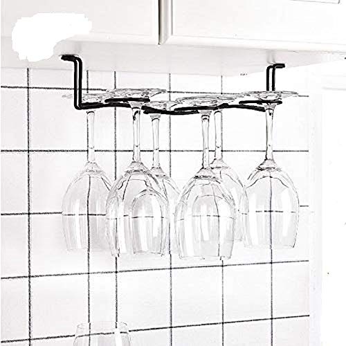 FLTRADE Weinglashalter Gläserhalter Weinglas Rack - Eisen Stielgläser Halter Unter Schrank,Retro Weinregale Edelstahl Regal Cup Hangers Rack Halter mit Schrauben für Bar Küche Zuhause bis zu 6 Gläser von FLTRADE