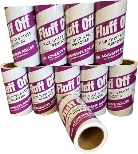 FLUFF OFF Super Lint Roller Refills, 10 x 90 Sheet Rolls. Totalling 900 Sheets of Extra Sticky Lint Roller Refills for Clothes, Pet Hair and Furniture, Will fit Most lint Roller Handles FLUFF OFF Super Lint Roller Refills, 10 x 90 Sheet Rolls. Totalling 900 Sheets of Extra Sticky Lint Roller Refills for Clothes, Pet Hair and Furniture, Will fit Most lint Roller Handles von FLUFF OFF