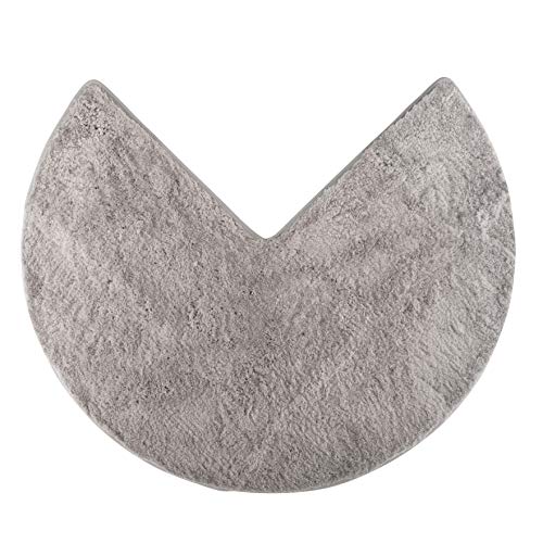 fluffy® Badteppich für Eckduschen, Hochflor aus Mikrofaser, rutschfeste Unterseite (Rund | Innenmaße 45 x 45 cm, Grau) von fluffy