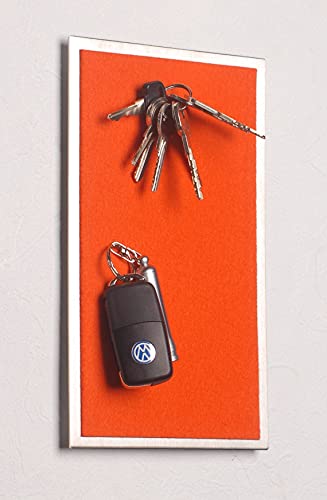 FLUX Objects Farbige Schlüsselbretter: Magnet - Schlüsselbrett aus Edelstahl, mit Filz in orange; 25 x 15 cm von FLUX Objects