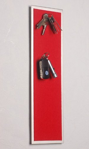 FLUX Objects Magnet - Schlüsselbord aus Edelstahl (42 x 12 cm), mit Filz in Rot von FLUX Objects