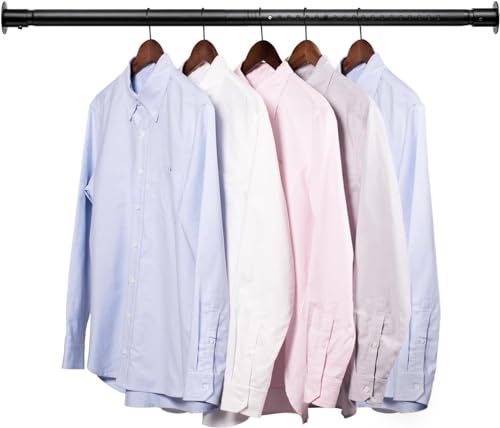 Kleiderständer Verstellbare Kleiderstange, 43-243cm Garderoben-Stange der Kleiderbügel Ausziehbare aus Edelstahl Kleiderschrank/Mattschwarz von FLY HAWK