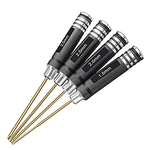 4 Stück 1,5 mm 2,0 mm 2,5 mm 3,0 mm Sechskantschraubendreher-Set RC-Werkzeugsatz RC-Schraubendreher-Schraubenschlüsselsatz für RC-Car-Drohnenbootmodelle von FLY RC