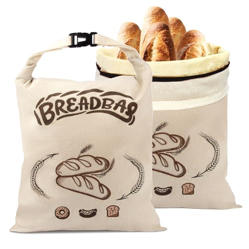 FLYAMAPIRIT Bienenwachs Brotbeutel für Sauerteig, Großer Wiederverwendbarer Brotbeutel mit Bienenwachs und Leinen für längere Frische, Nachhaltige und Waschbare Beutel für Sauerteigbrot (2er Pack) von FLYAMAPIRIT