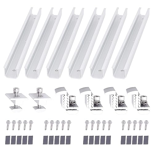 FLYAMAPIRIT Solarpanel Halterungsset Aluminiumlegierung Photovoltaik Montageschienenhalter Set (6 x 300 mm Schiene + 4 x Endklemme + 2 x Mittelklemme) für 2 Stück Solar PV Module von FLYAMAPIRIT