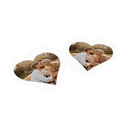 Bierdeckel personalisiert zur Hochzeit aus Pappe (25 Stück) mit Foto in Herzform I Witziges Geschenk mit Gesicht für Gläser mit Bild und Text Bedrucken Lassen von FLYERALARM