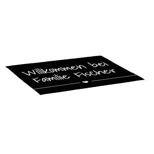 FLYERALARM Personalisierte Fußmatte mit Namen gestalten I Schwarze Fussmatte für die Haustür Personalisieren (60cm x 40cm) Individueller Türvorleger von FLYERALARM