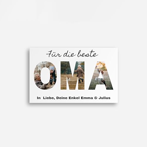 FLYERALARM Personalisiertes Geschenk für Oma I Leinwand mit eigenen Bildern (30 x 30) Leinwandbild mit 3 Fotos I Persönliches FotogeschenkI Fotocollage für Großeltern selbst gestalten von FLYERALARM