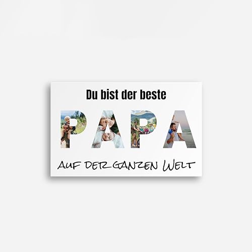 FLYERALARM Personalisiertes Geschenk für Papa I Leinwand mit eigenen Bildern (60 x 40) Leinwandbild mit 4 Fotos I Persönliches Fotogeschenk I Fotocollage für Eltern selbst gestalten von FLYERALARM