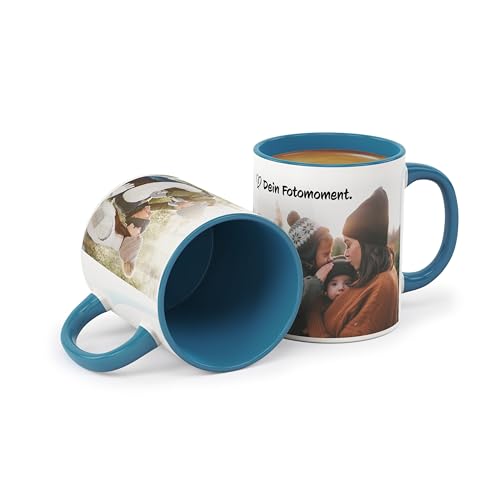 Tasse personalisiert mit Name und Foto I Fotogeschenk mit Wunschbild I Kaffeetasse blau aus Porzellan selbst gestalten von FLYERALARM