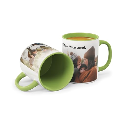 Tasse personalisiert mit Name und Foto I Fotogeschenk mit Wunschbild I Kaffeetasse grün aus Porzellan selbst gestalten von FLYERALARM