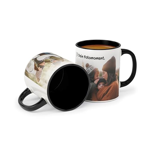 Tasse personalisiert mit Name und Foto I Fotogeschenk mit Wunschbild I Kaffeetasse schwarz aus Porzellan selbst gestalten von FLYERALARM