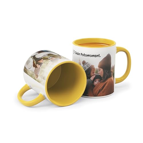 Tasse personalisiert mit Name und Foto I Fotogeschenk mit Wunschbild I Kaffeetasse gelb aus Porzellan selbst gestalten von FLYERALARM