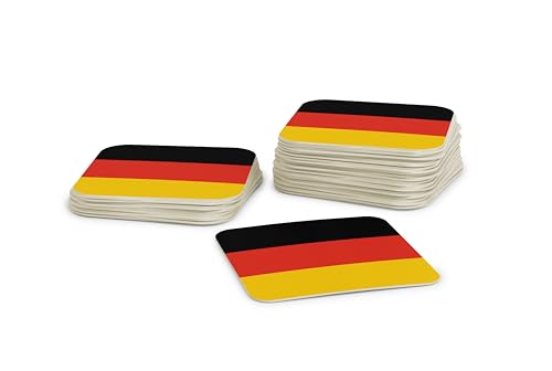 Untersetzer für Gläser I Deutschland Bierdeckel (50 Stück) aus Pappe eckig (9,3cm x 9,3cm) I EM Tischdeko mit Deutscher Flagge von FLYERALARM