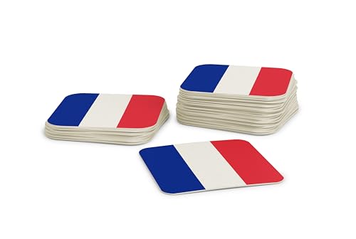Untersetzer für Gläser I Frankreich Bierdeckel (50 Stück) aus Pappe eckig (9,3cm x 9,3cm) I EM Tischdeko mit französischer Flagge von FLYERALARM