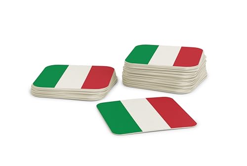 Untersetzer für Gläser I Italien Bierdeckel (50 Stück) aus Pappe eckig (9,3cm x 9,3cm) I EM Tischdeko mit Italienischer Flagge von FLYERALARM